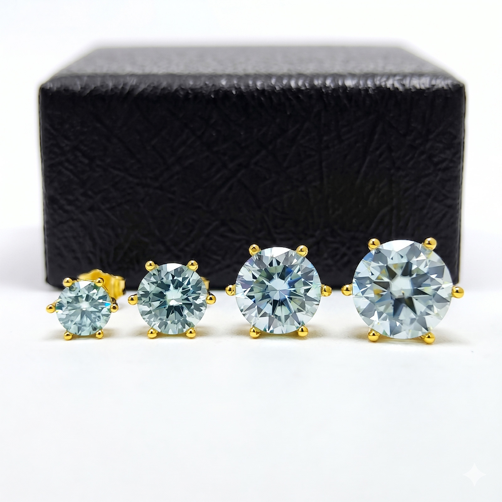 Exquisite Azury Synthetic Moissanite Six-Prong Stud Earrings